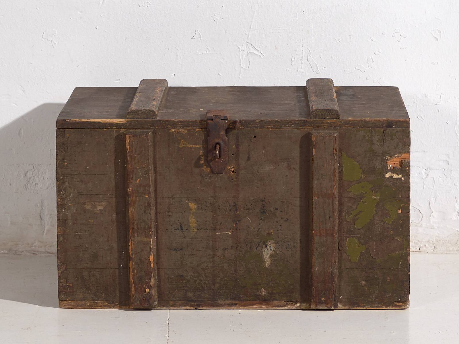 Small antique olive green chest (c.1920) #26