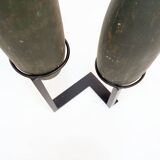 Paire de grandes quilles d'exercice en bois sur socle début du 20ème siècle