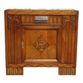 Ancien buffet en chêne et marbre, époque et style Art Déco