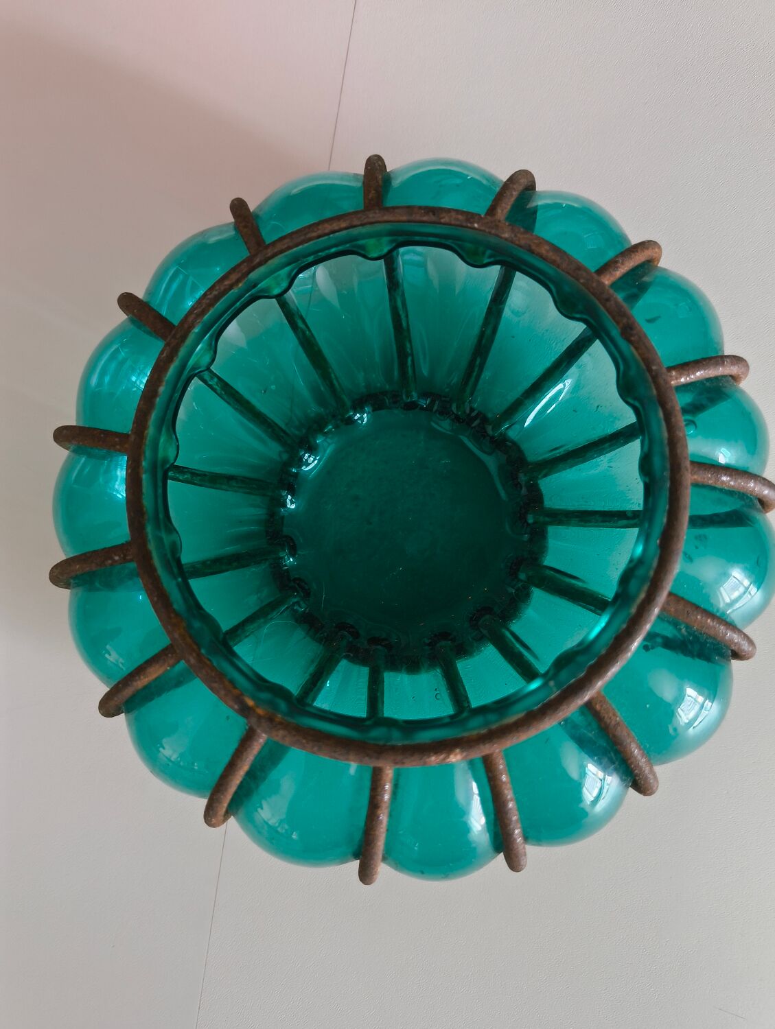 Vintage green blown glass lantern – bohemian spirit – Pier Import