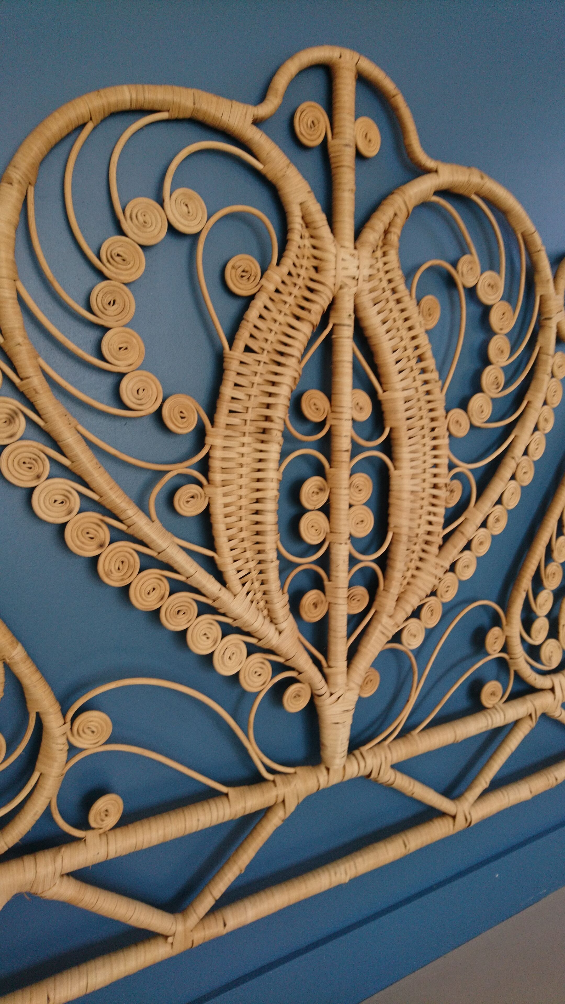 Peacock headboard rattan