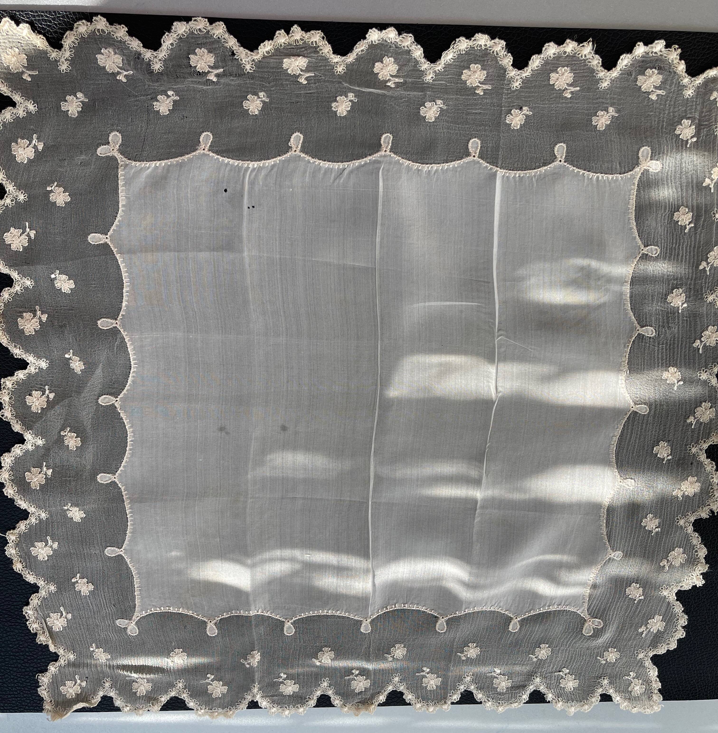 Set of 6 antique embroidered handkerchiefs