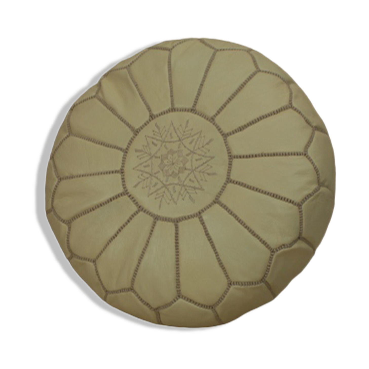 Moroccan pouf in cream leather