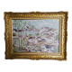 Oil on canvas signed  STourret village de beaulieu