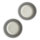 Pair of vintage plates with a black and white checkered pattern.