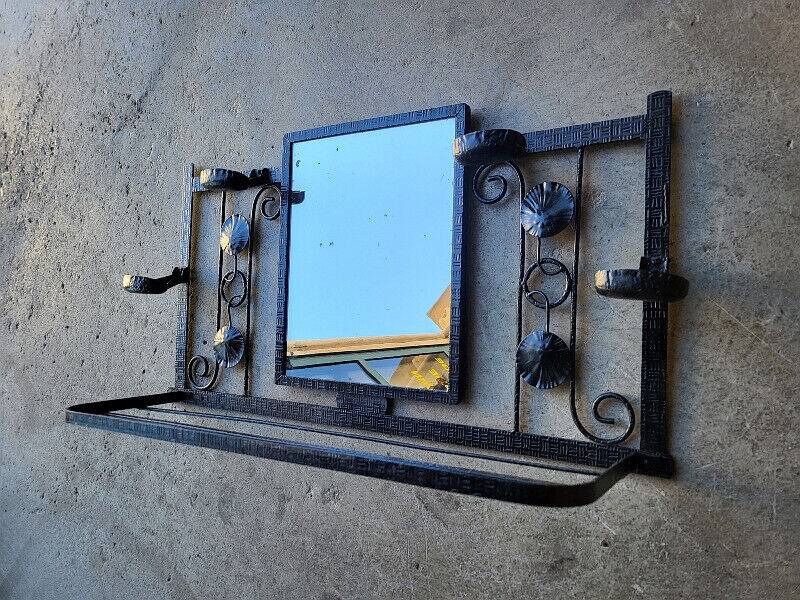 Porte manteaux miroir en fer forge