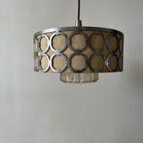 Scandinavian ceiling lamp from the 1970s, metal and opaline