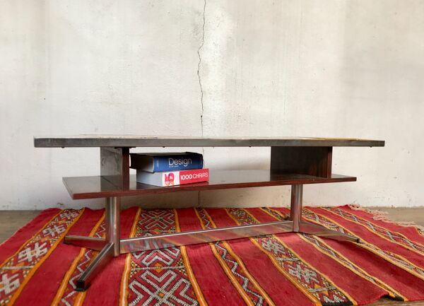 Table basse vintage - double plateau - Adri