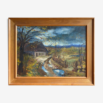 Painting, landscape by Guyard, circa 1960