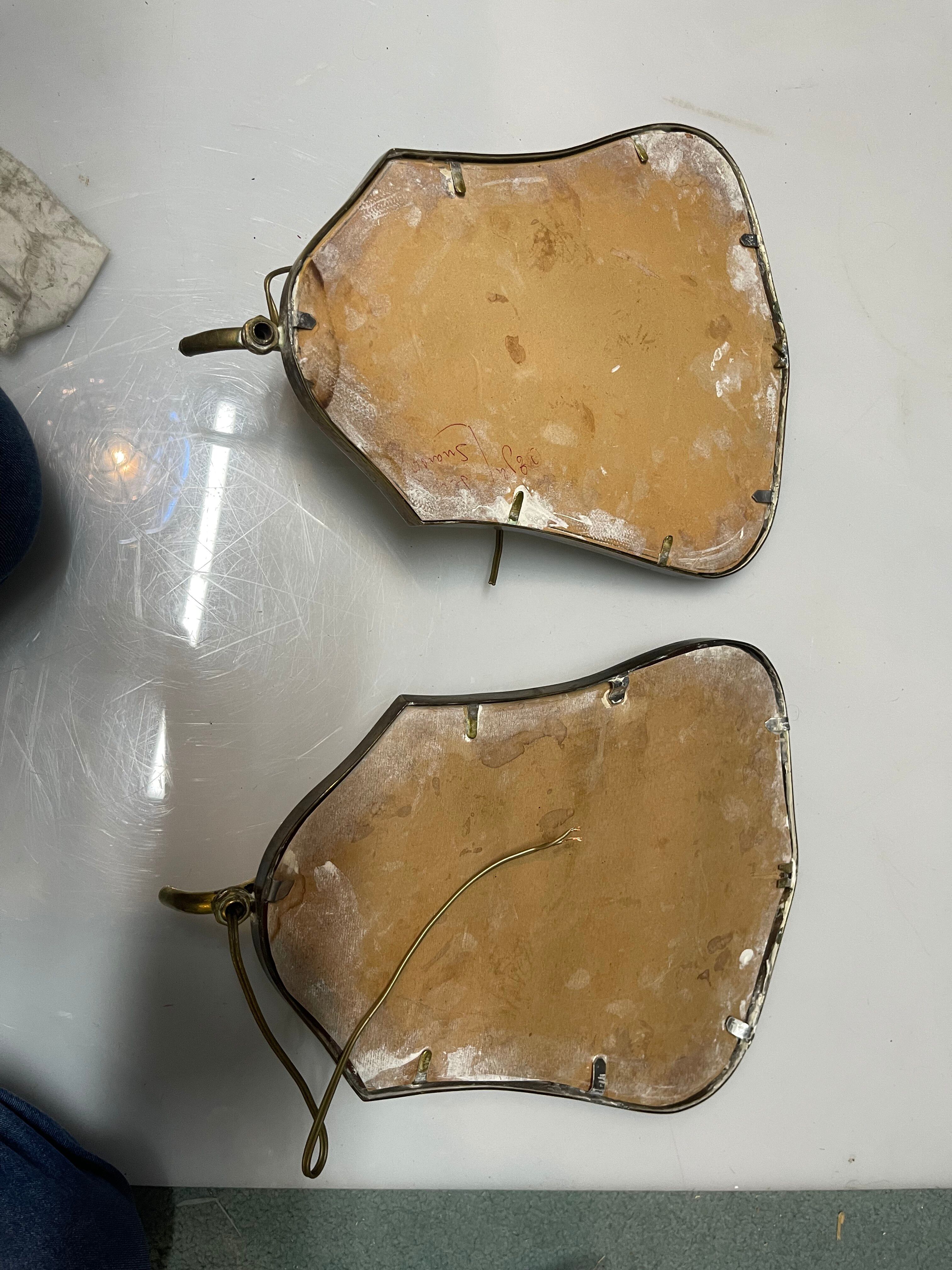 Art Deco Brass Mirrored Sconces Set of 2 1950’s