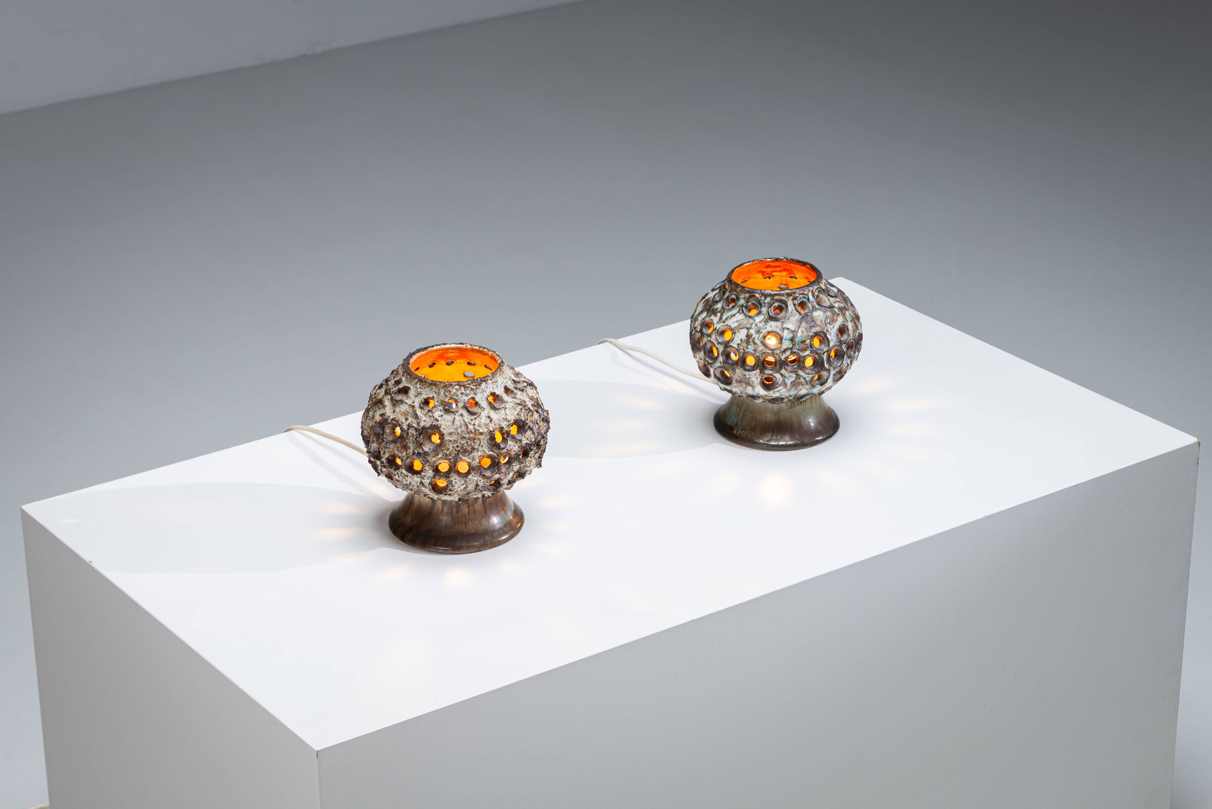 Pair of ceramic table lamps by Bruno Karlsson for EGO Stengods Atelje
