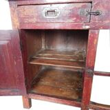 Bureau ancien rouge vieux teck patine et piece d'origine inde