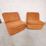 Pair of orange armchairs, 1970