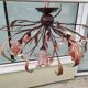 Lustre plafonnier rose fleurs verre soufflé floral