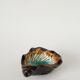 Ceramic shell-shaped catchall, brown and blue, 1970.