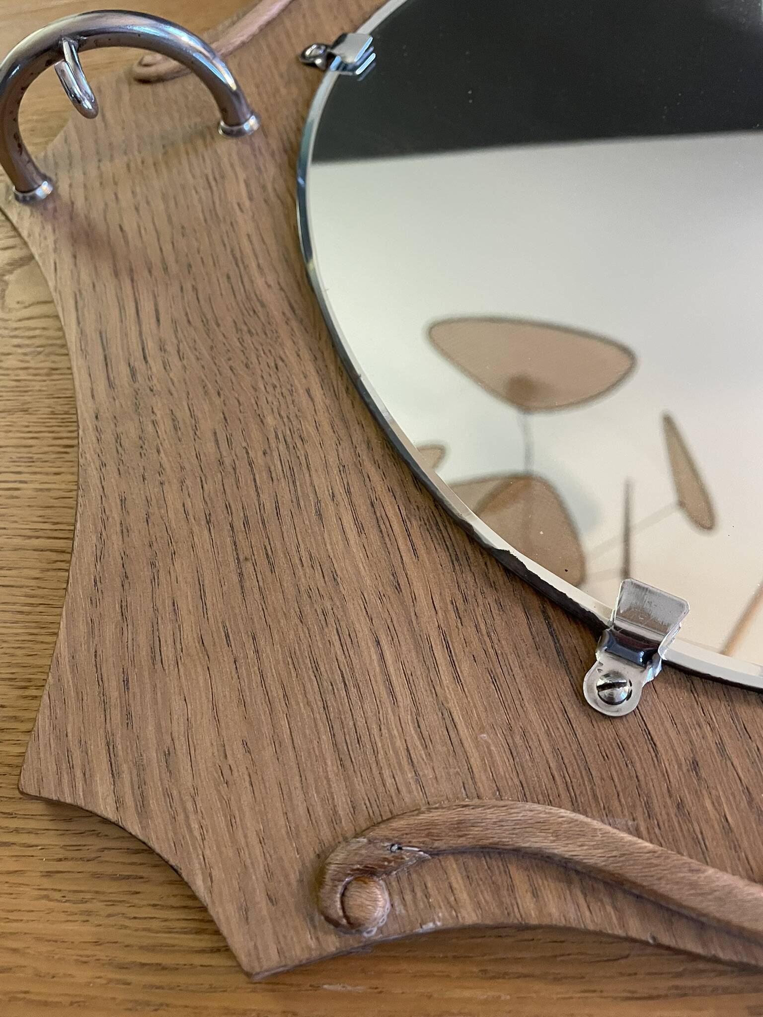 Vintage mirror/coat rack, 2 hooks