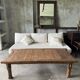 Large upcycled golden teak coffee table L1m60 W70 H45