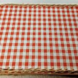 Rectangular Wicker Tray with Vichy Decor L: 44 cm Vintage