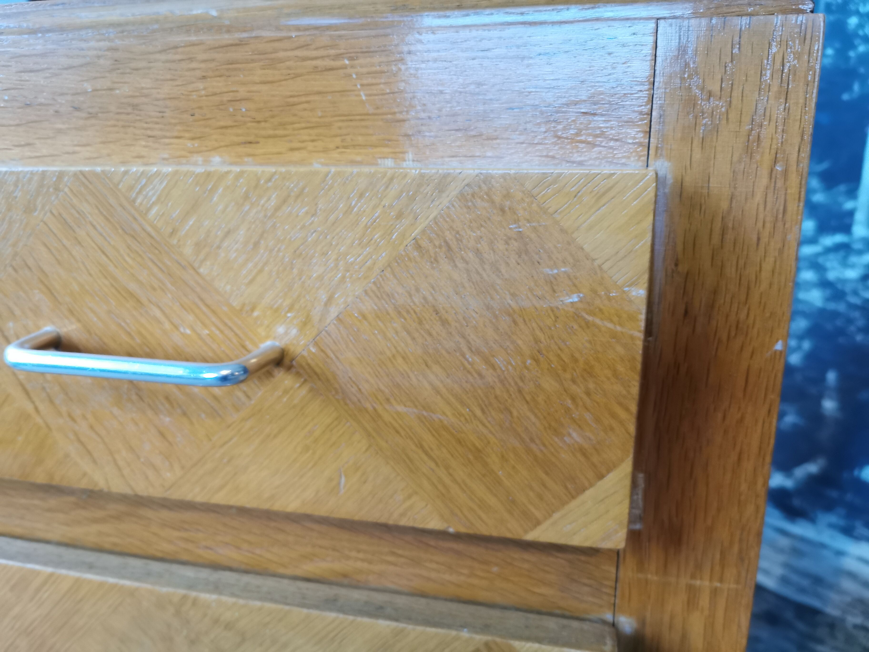 Vintage chest of drawers, compass legs, light wood