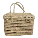 Storage chest trunk in woven doum natural fibers