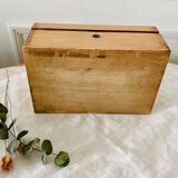 Small wooden storage chest box with keyless lid