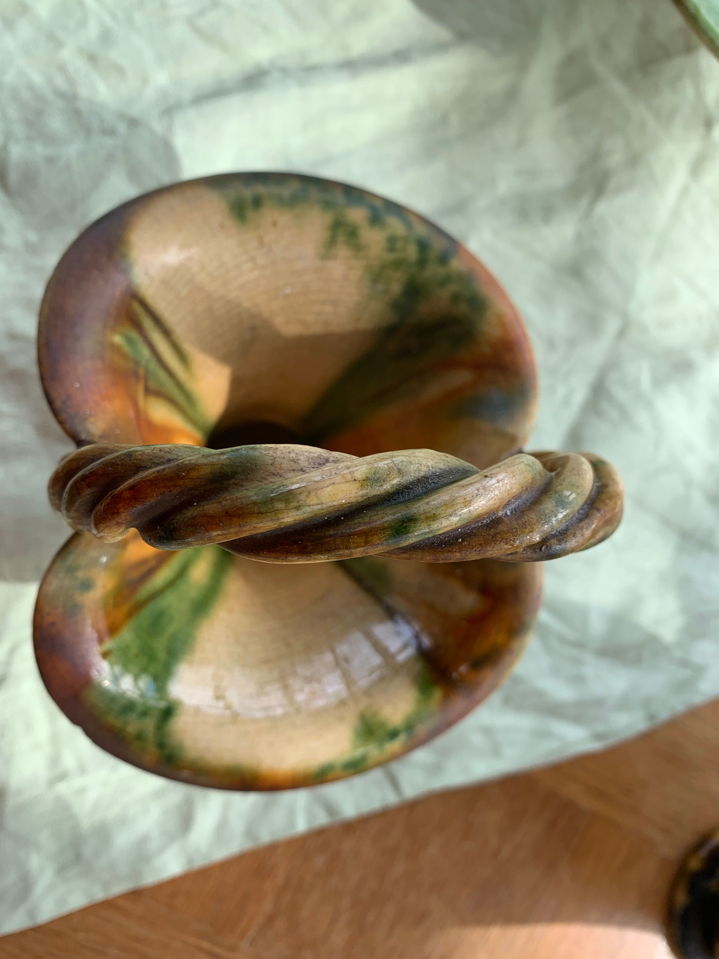 Cup and two baskets glazed sandstone pottery lacourbas with old issoire