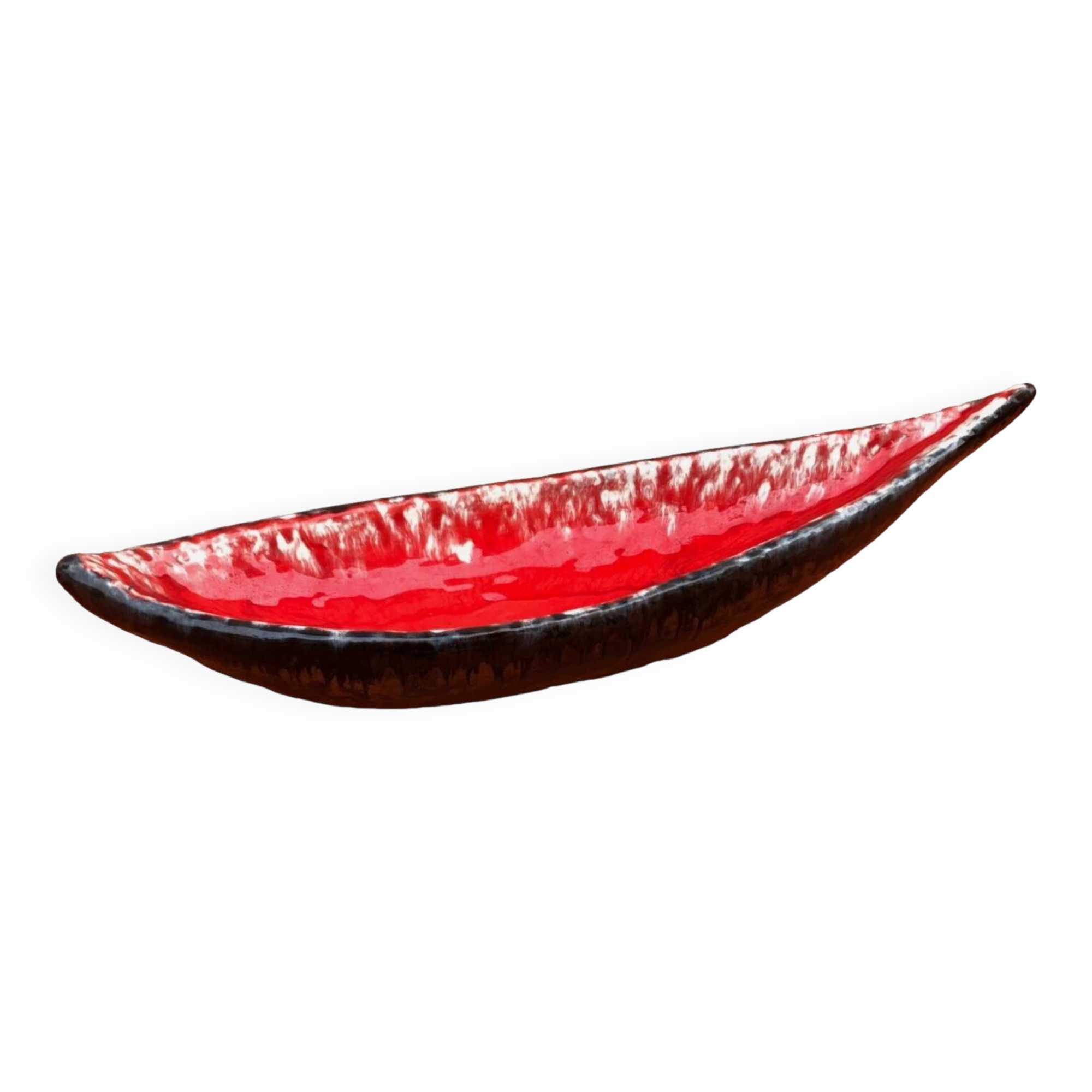 1960s large fruit bowl/centrepiece "Pirogue" Vallauris style