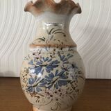 Faience vase signed Vallauris floral motifs