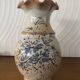 Faience vase signed Vallauris floral motifs