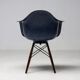 Indigo blue Charles Eames "PAW" armchair by Herman Miller, mid-century modern.