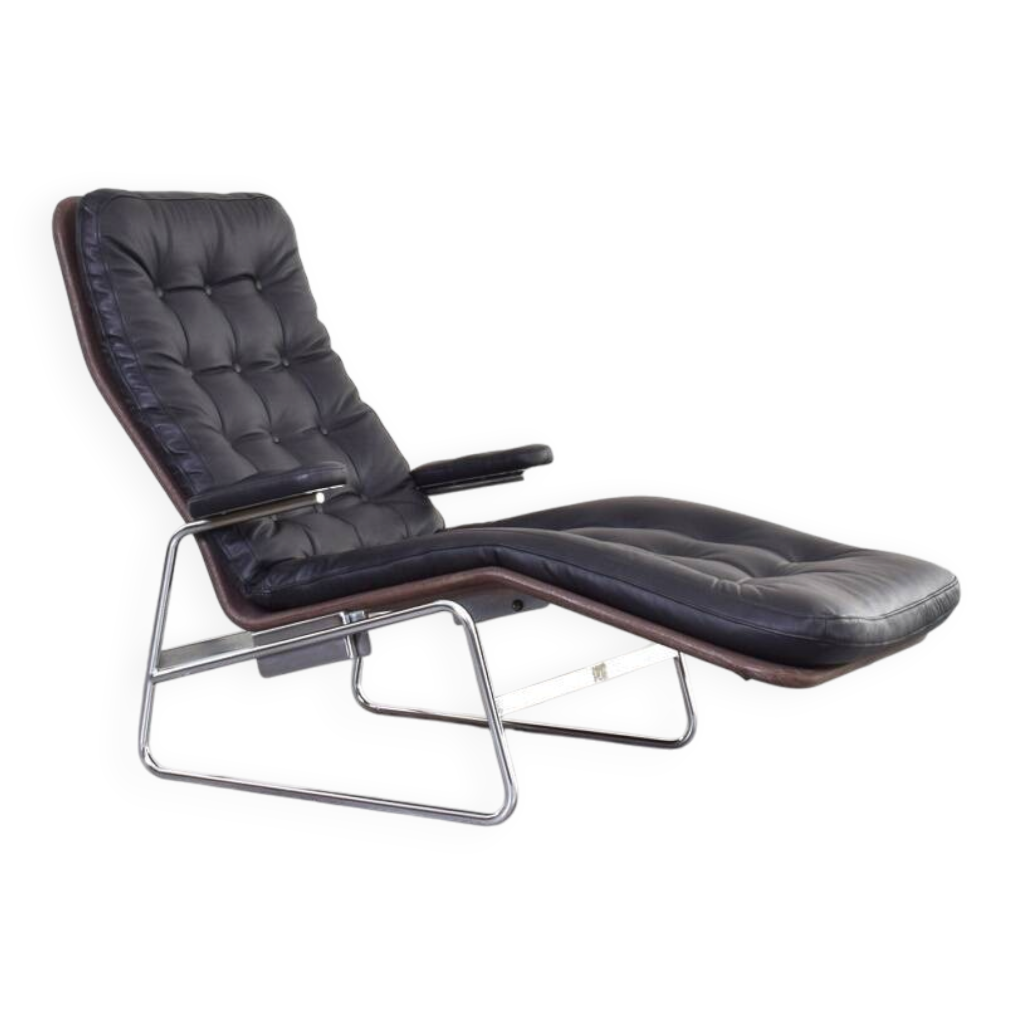 Chaise Longue en Cuir et Chrome Modèle Fenix par Sam Larsson pour Dux
