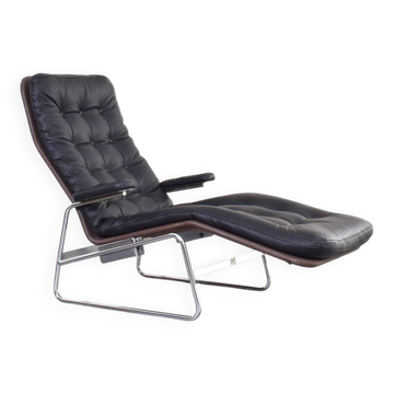 Chaise Longue en Cuir et Chrome Modèle Fenix par Sam Larsson pour Dux