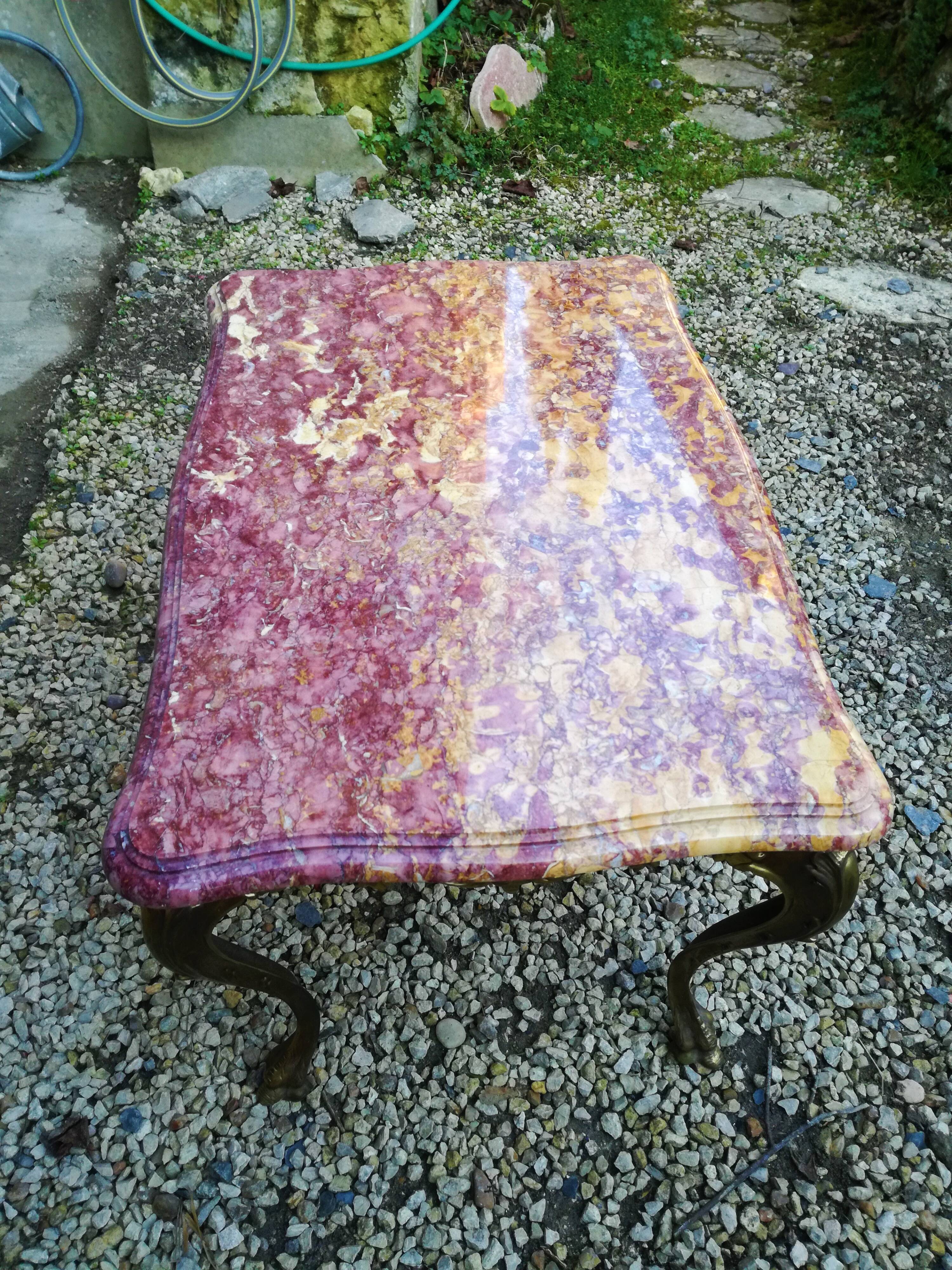 Coffee table Louis XV pink marble