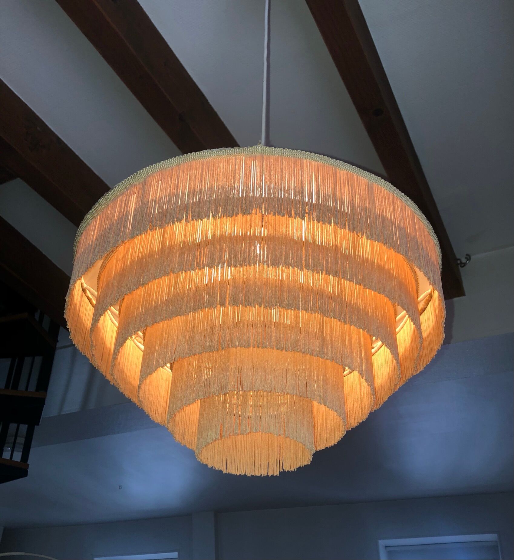 Scandinavian/vintage fringed suspension lamp Sweden