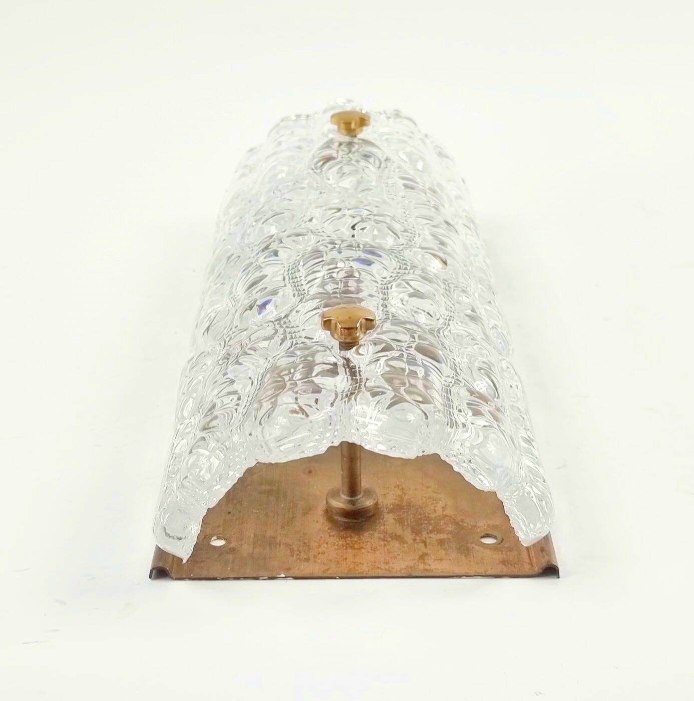 Scandinavian Glass & Brass Wall Light/Sconce by Carl Fagerlund for Orrefors & Lyfa, 1960s