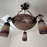 Art Deco ceiling light with four lights signed DEGUÉ (David Gueron)