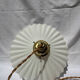 Vintage suspension opaline pleated lampshade with golden threads and claw socket.