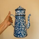 Vintage blue speckled enamel coffee maker