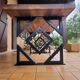 Unique table – antique solid oak top & contemporary base