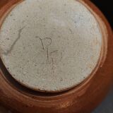Ceramic 20th century enameled stoneware teapot signature to identify