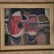 Huile sur panneau originale suédoise – « Guitare » par Ingemar Hammar – Datée de 1964 – Vintage et encadrée