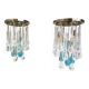 Flush mount in metal framed chrome with large clear and blue drops
