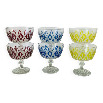 6 coupes à champagne Arlequin