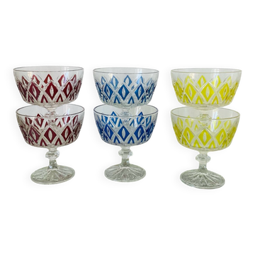 6 coupes à champagne Arlequin