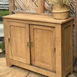 Old Parisian buffet in raw solid oak - sliding doors