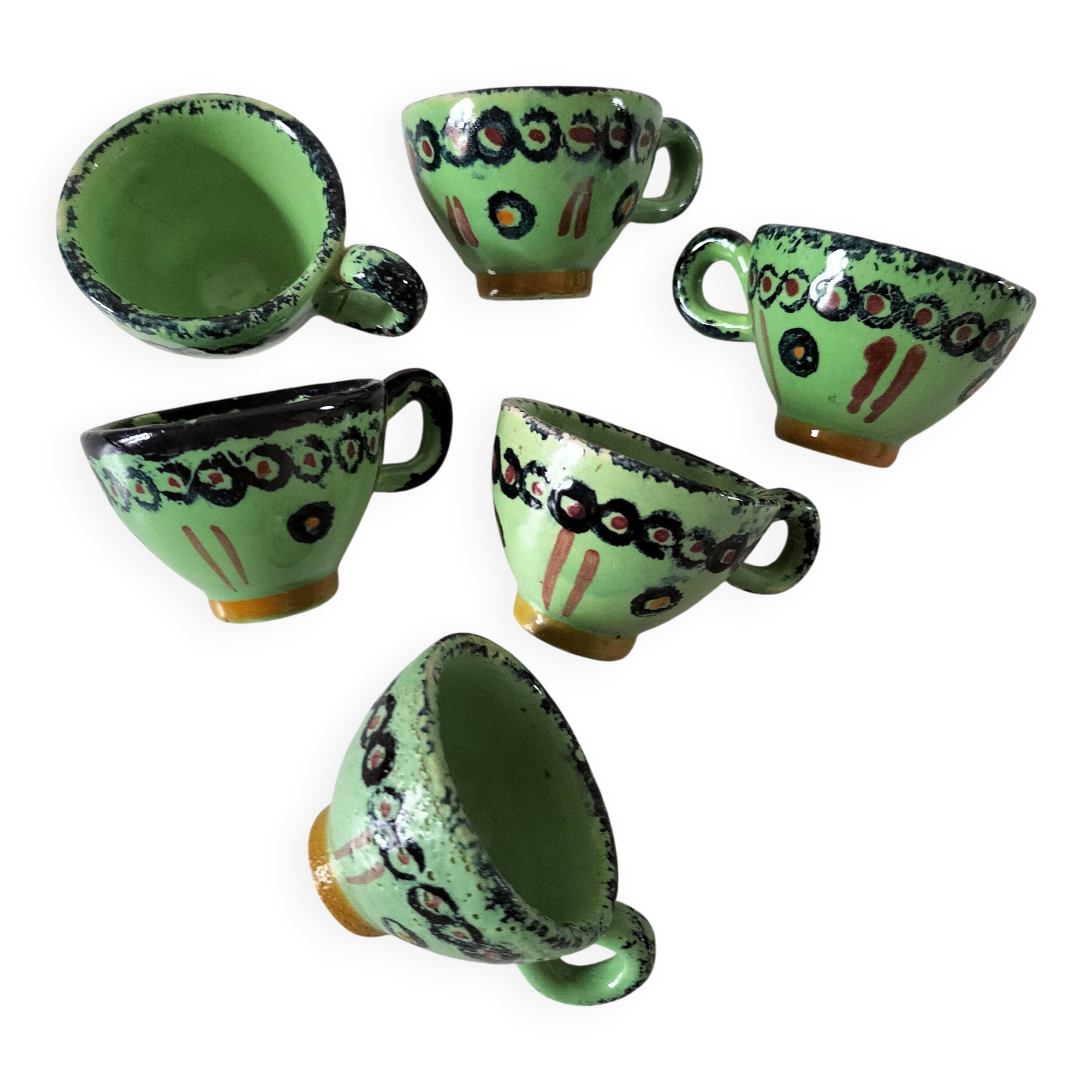 6 mini HB Quimper cups, bright green