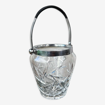 Vintage crystal and silver metal ice bucket