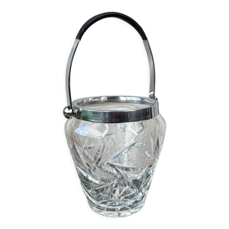 Vintage crystal and silver metal ice bucket