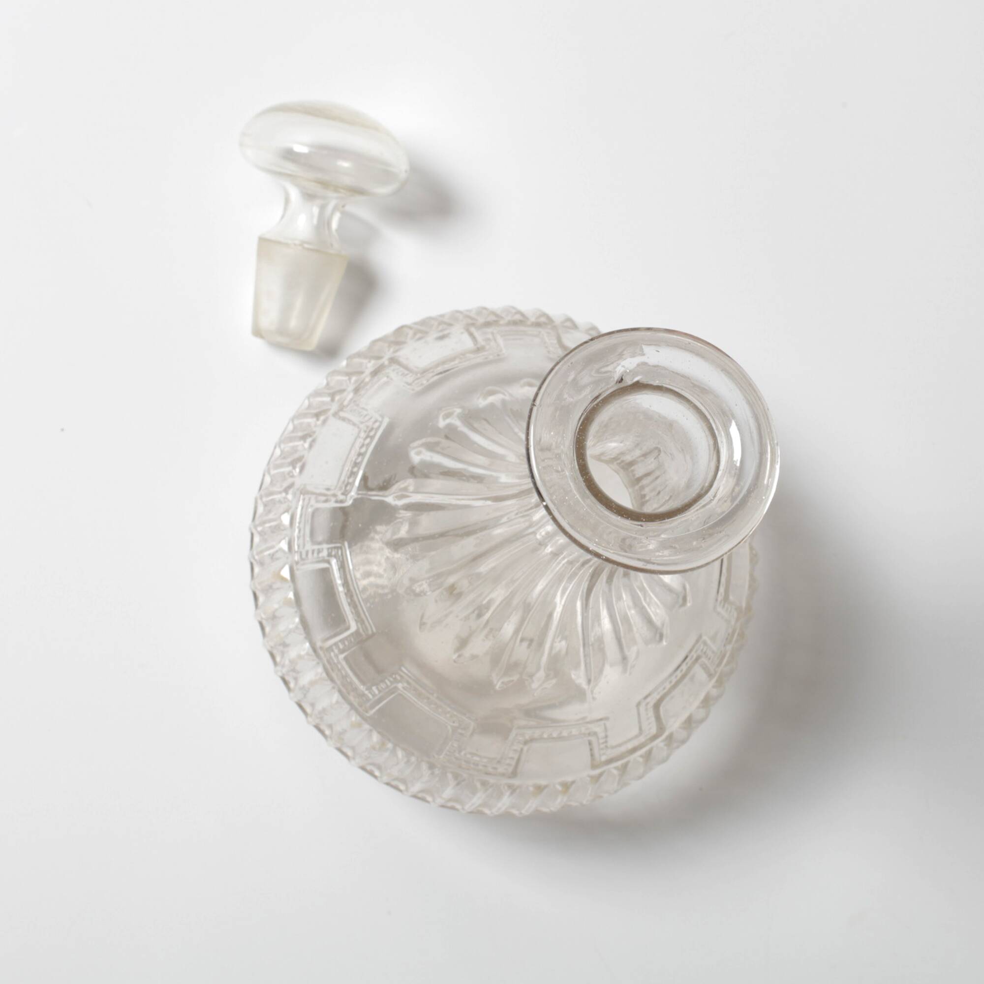 Glass Decanter / Mid-century Patterned Wine Carafe / Empoli / Italy / 1950s