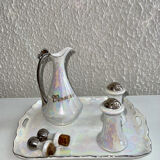 Ancien plateau service vinaigre salière